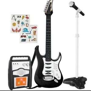Children's Electric Guitar Set with Microphone - Black